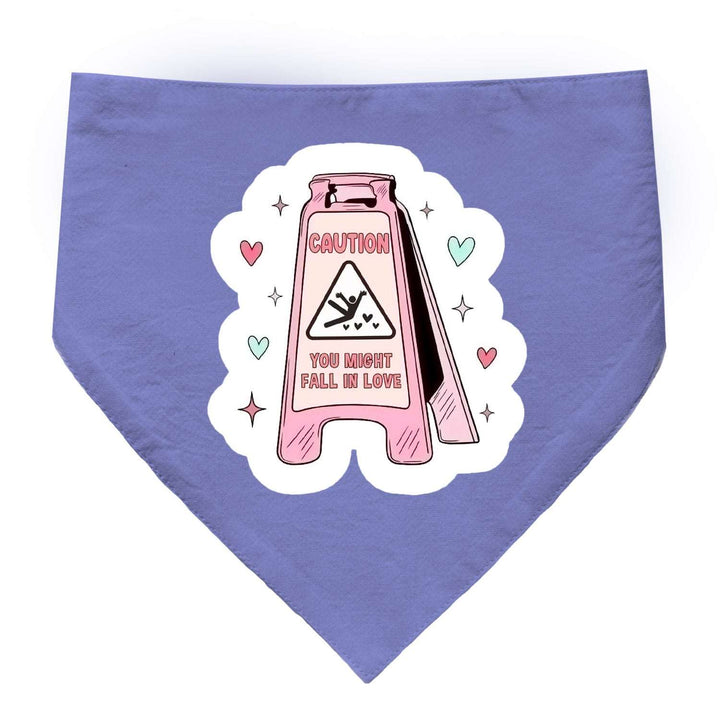 "Caution! You Might Fall in Love" Printed Cat Bandana with Anti Chafing Elastic