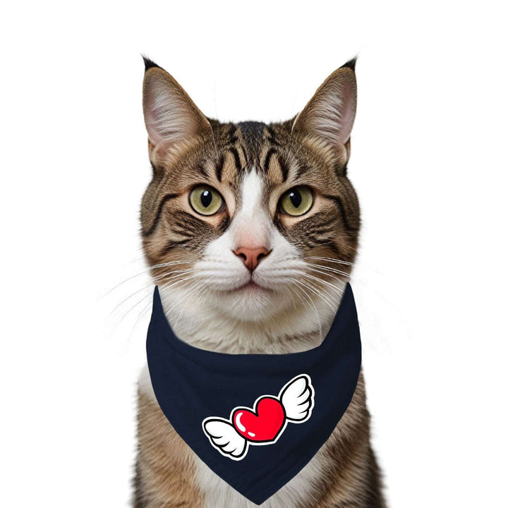 "Flying Heart" Printed Cat Bandana with Anti Chafing Elastic