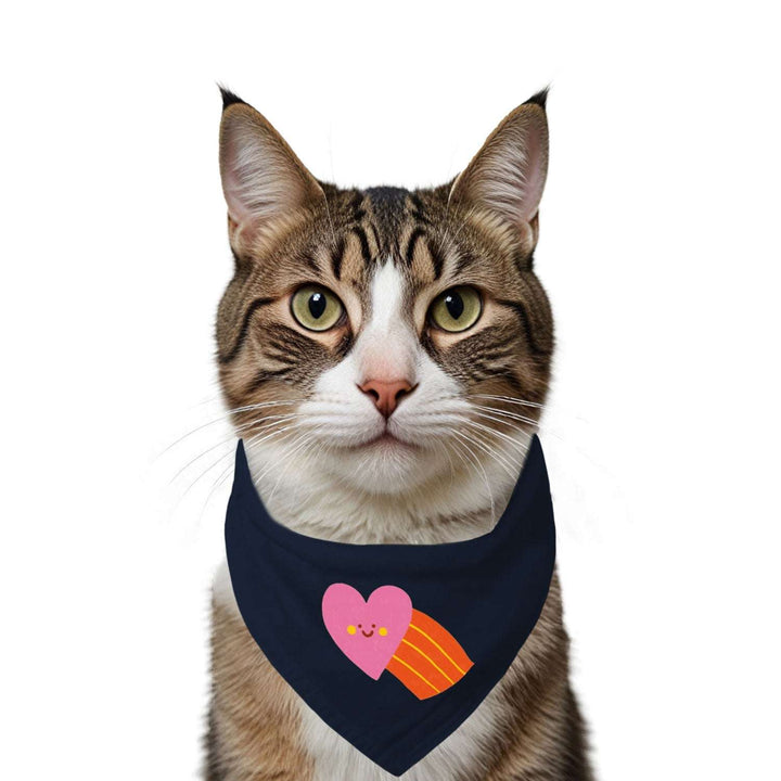 "Smiley Heartbow" Printed Cat Bandana with Anti Chafing Elastic