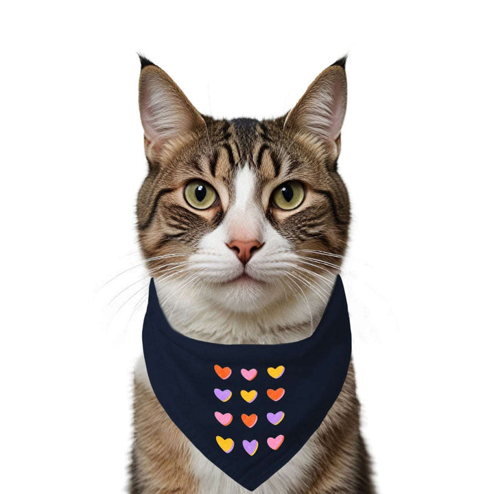 "Hearts Grid" Printed Cat Bandana with Anti Chafing Elastic