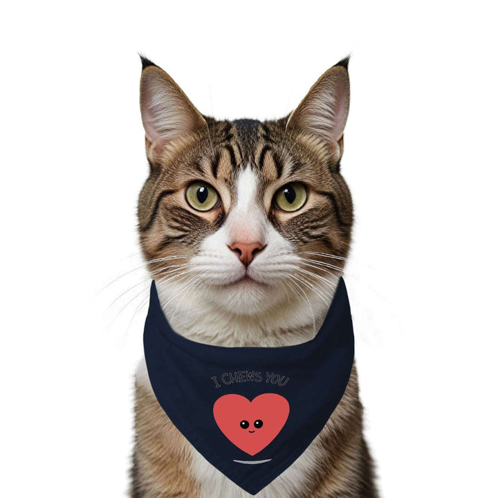 "I Chews You" Printed Cat Bandana with Anti Chafing Elastic