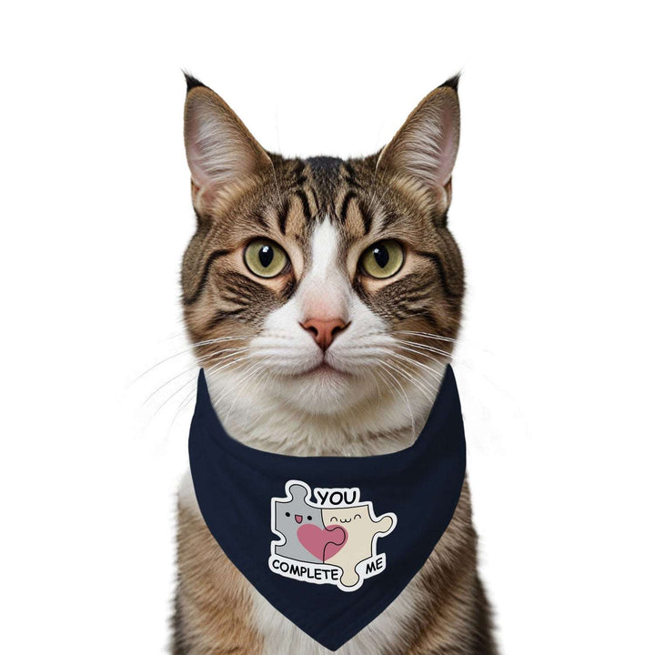 "You Complete Me" Printed Cat Bandana with Anti Chafing Elastic