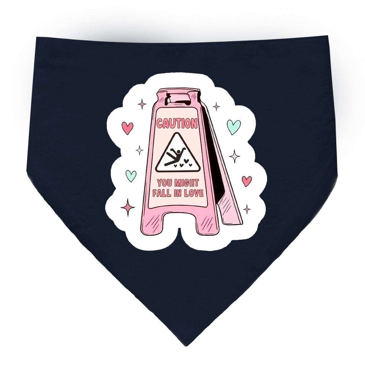 "Caution! You Might Fall in Love" Printed Cat Bandana with Anti Chafing Elastic