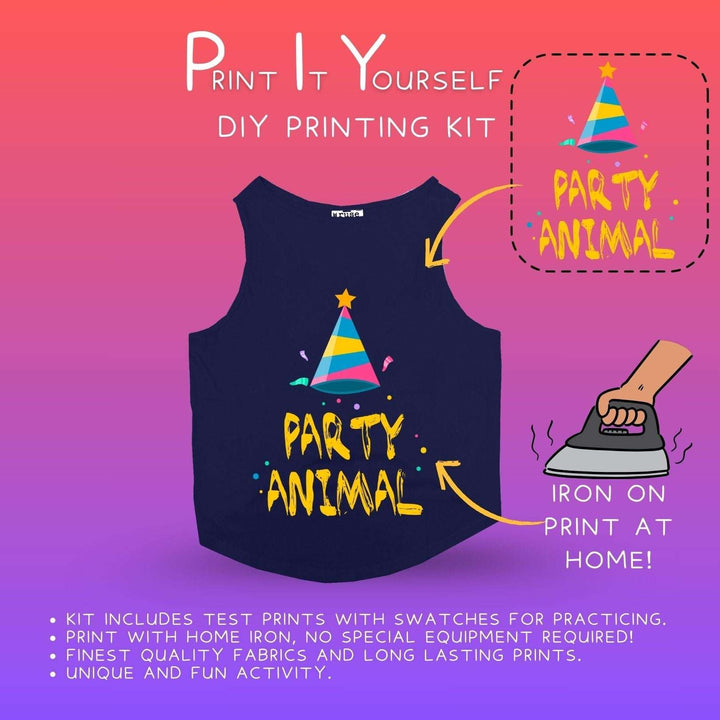 Ruse DIY Print-At-Home Dog T-Shirt (Navy) – “Party Animal”
