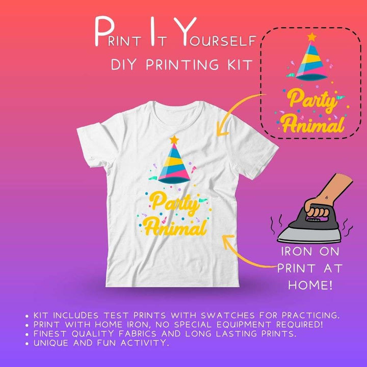 Ruse DIY Print-At-Home Unisex White T-Shirt – “Party Animal”