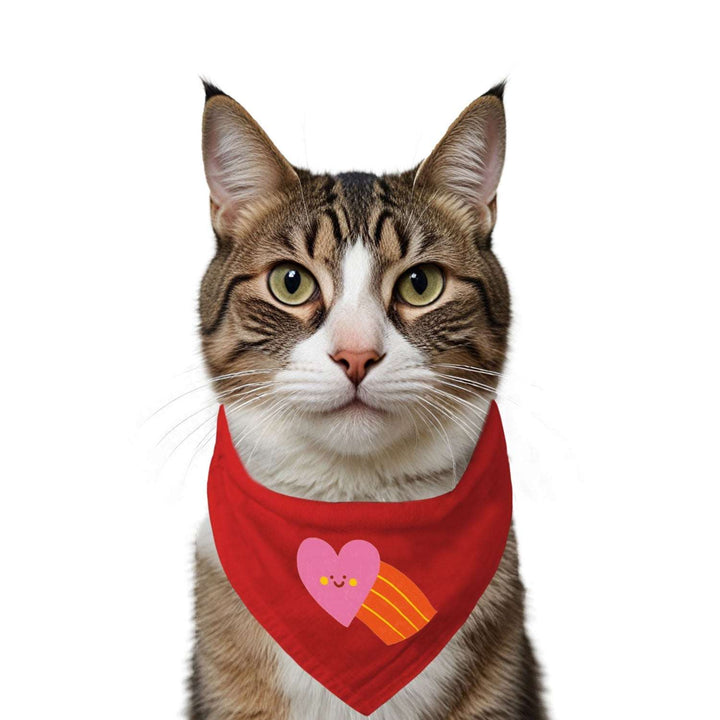 "Smiley Heartbow" Printed Cat Bandana with Anti Chafing Elastic