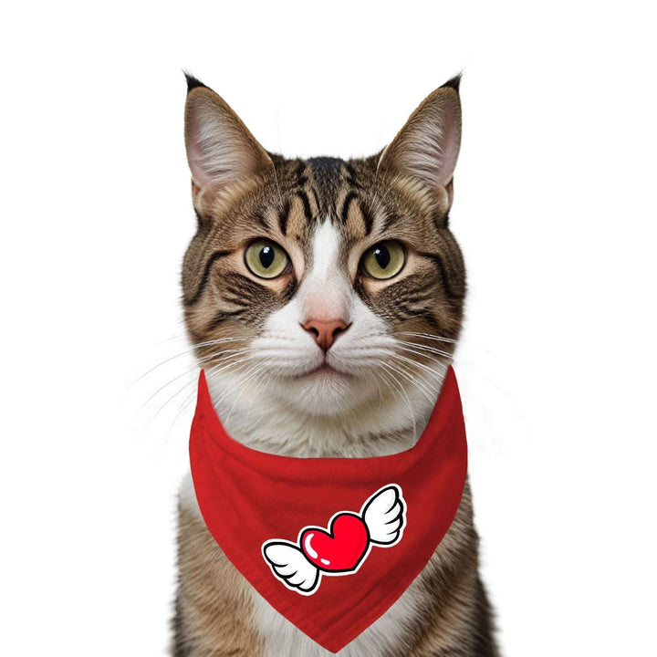"Flying Heart" Printed Cat Bandana with Anti Chafing Elastic