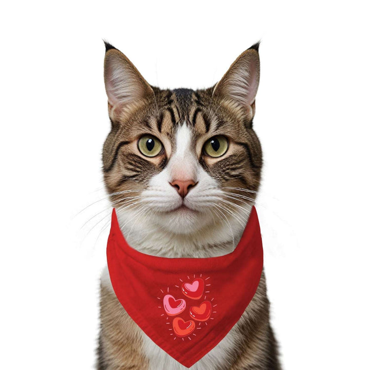 "Glowing Hearts" Printed Cat Bandana with Anti Chafing Elastic