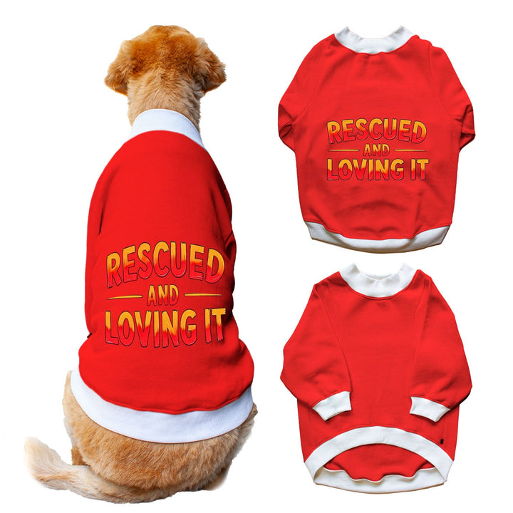 Ruse 'Basics' "Rescued and Loving It" Printed Crew Neck Full Sleeve Sweatshirt For Dogs