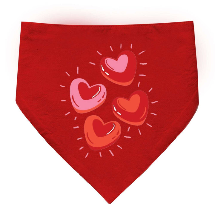 "Glowing Hearts" Printed Cat Bandana with Anti Chafing Elastic