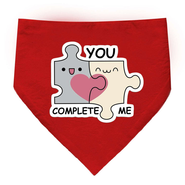 "You Complete Me" Printed Cat Bandana with Anti Chafing Elastic