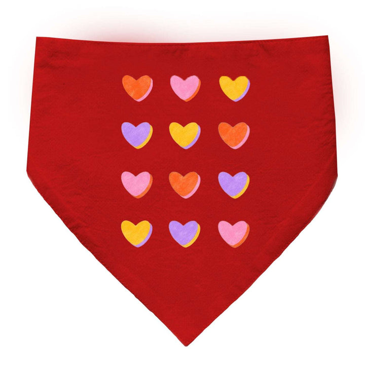 "Hearts Grid" Printed Cat Bandana with Anti Chafing Elastic