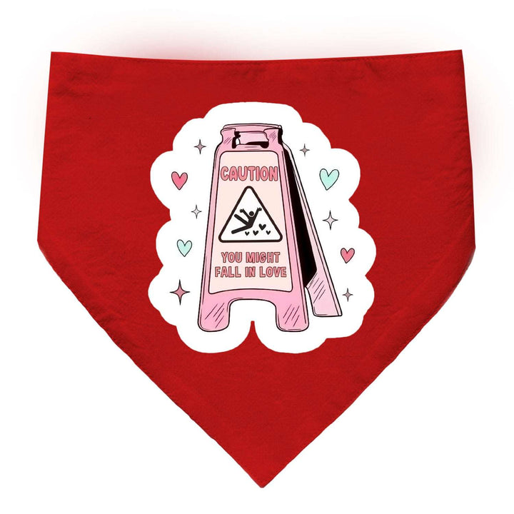 "Caution! You Might Fall in Love" Printed Cat Bandana with Anti Chafing Elastic