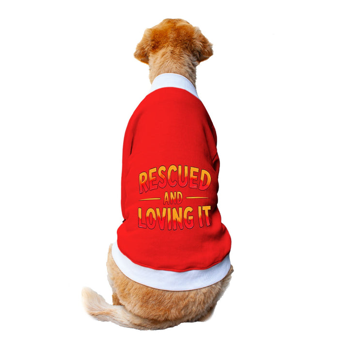 Ruse 'Basics' "Rescued and Loving It" Printed Crew Neck Full Sleeve Sweatshirt For Dogs