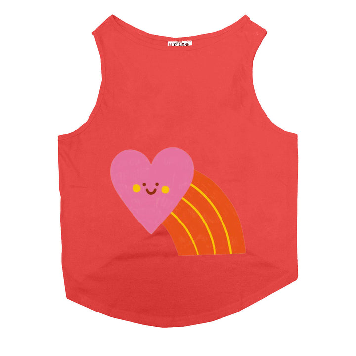 "Smiley Heartbow" Printed Tank Dog Tee