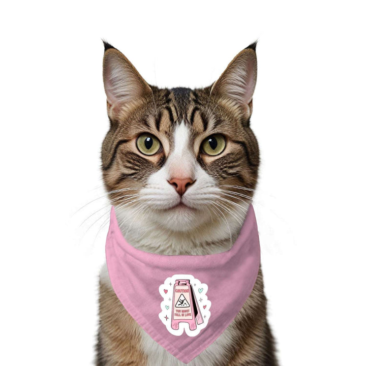 "Caution! You Might Fall in Love" Printed Cat Bandana with Anti Chafing Elastic
