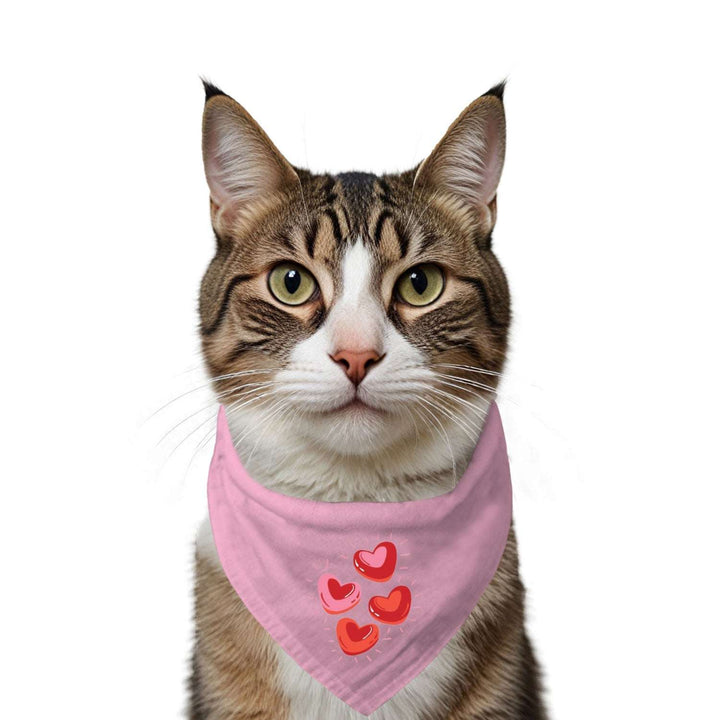 "Glowing Hearts" Printed Cat Bandana with Anti Chafing Elastic