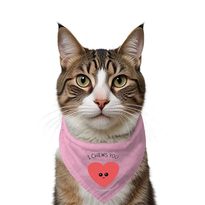 "I Chews You" Printed Cat Bandana with Anti Chafing Elastic