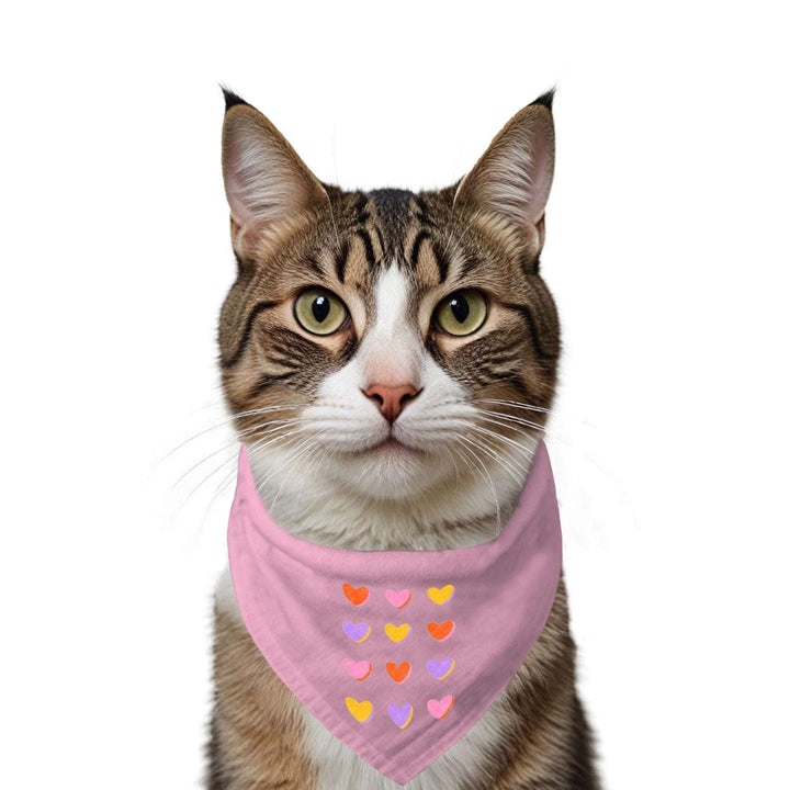 "Hearts Grid" Printed Cat Bandana with Anti Chafing Elastic