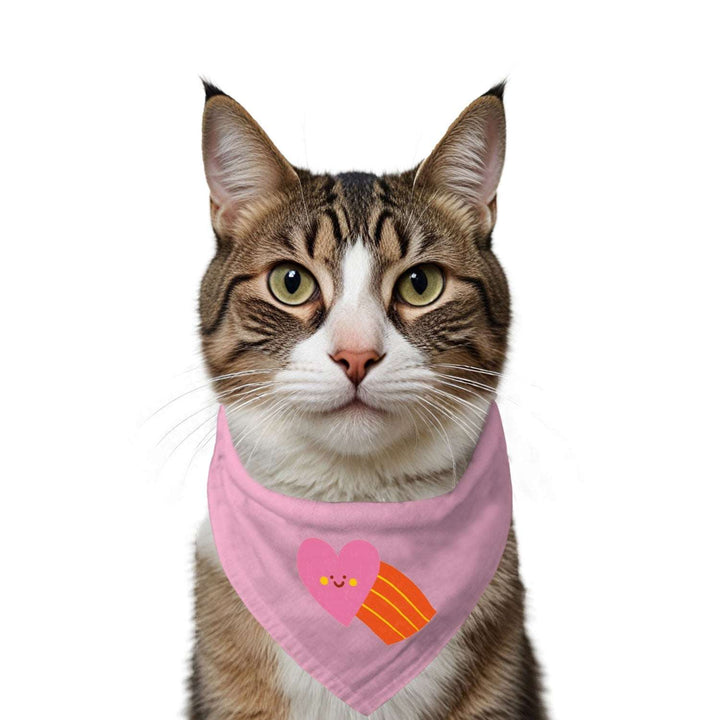 "Smiley Heartbow" Printed Cat Bandana with Anti Chafing Elastic