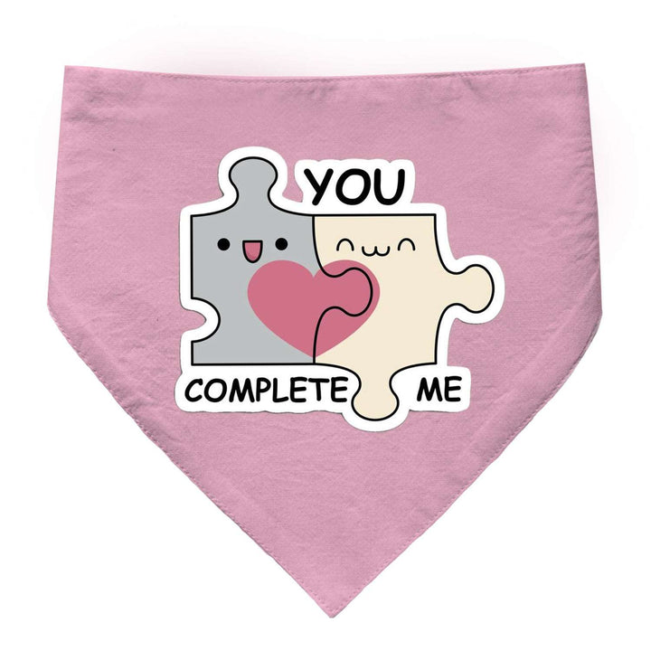 "You Complete Me" Printed Cat Bandana with Anti Chafing Elastic
