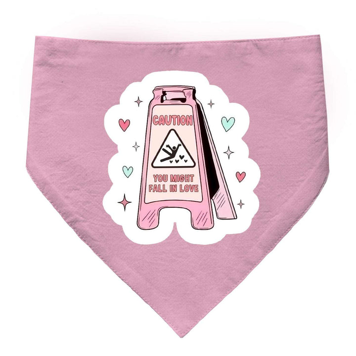 "Caution! You Might Fall in Love" Printed Cat Bandana with Anti Chafing Elastic