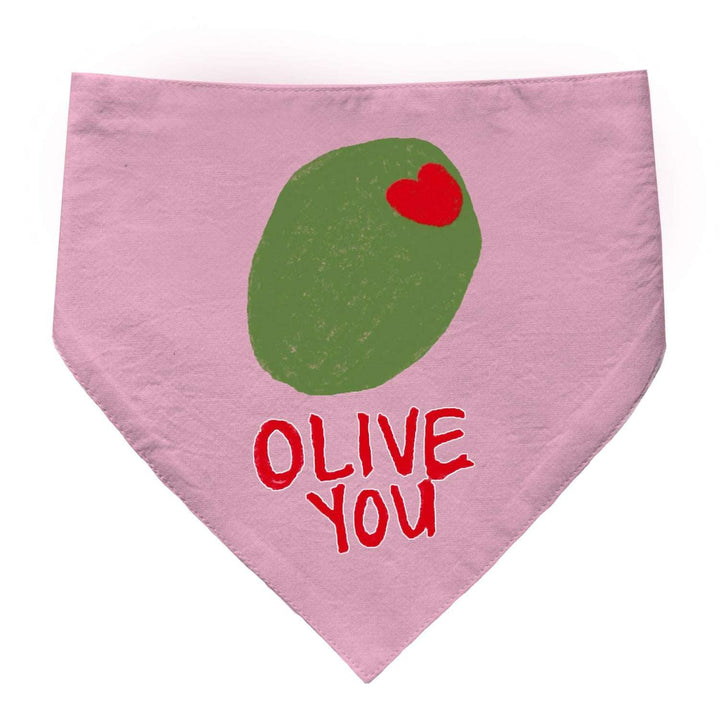 "Olive You" Printed Cat Bandana with Anti Chafing Elastic