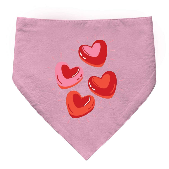 "Glowing Hearts" Printed Cat Bandana with Anti Chafing Elastic