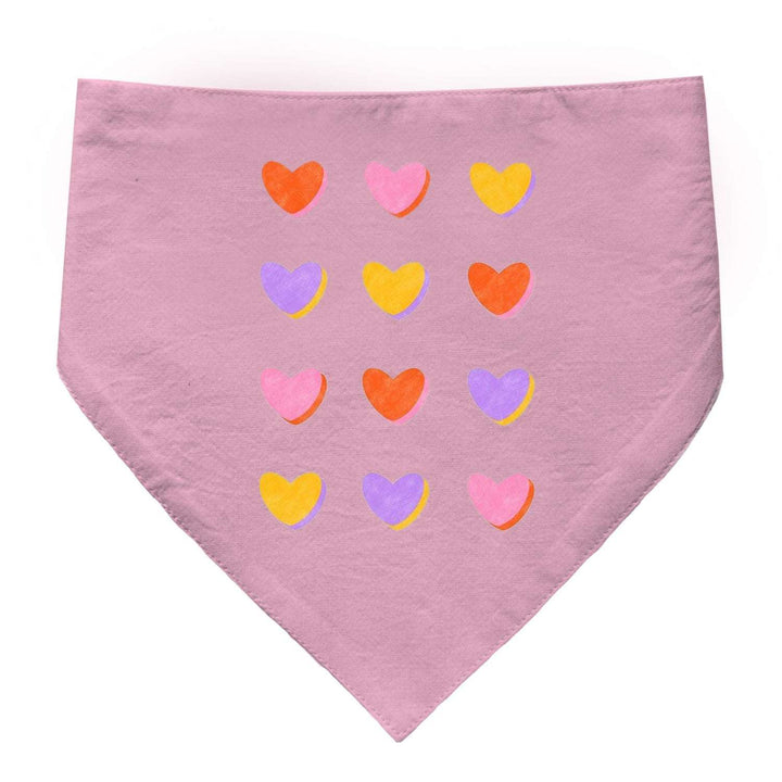 "Hearts Grid" Printed Cat Bandana with Anti Chafing Elastic