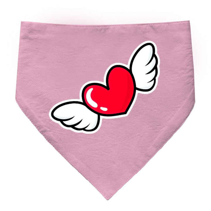 "Flying Heart" Printed Cat Bandana with Anti Chafing Elastic