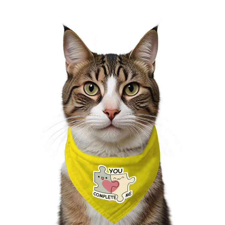 "You Complete Me" Printed Cat Bandana with Anti Chafing Elastic