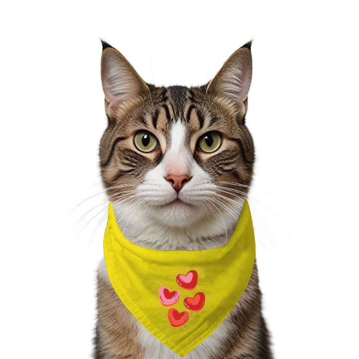 "Glowing Hearts" Printed Cat Bandana with Anti Chafing Elastic