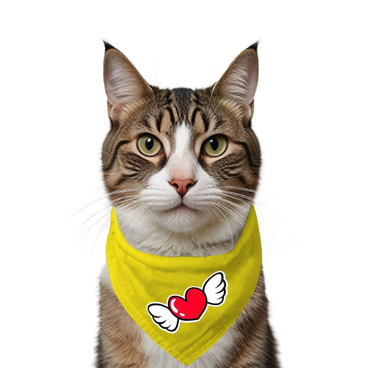 "Flying Heart" Printed Cat Bandana with Anti Chafing Elastic