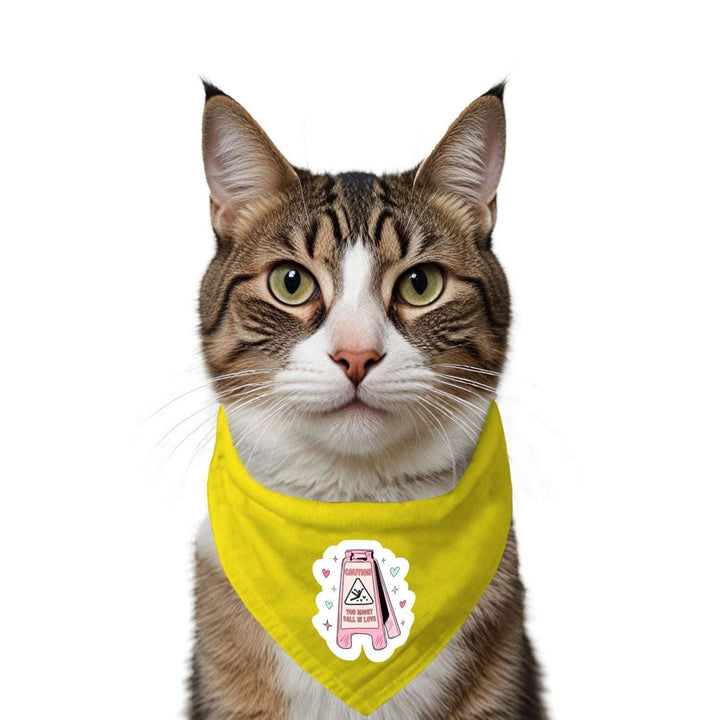 "Caution! You Might Fall in Love" Printed Cat Bandana with Anti Chafing Elastic