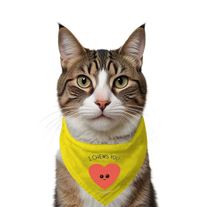 "I Chews You" Printed Cat Bandana with Anti Chafing Elastic