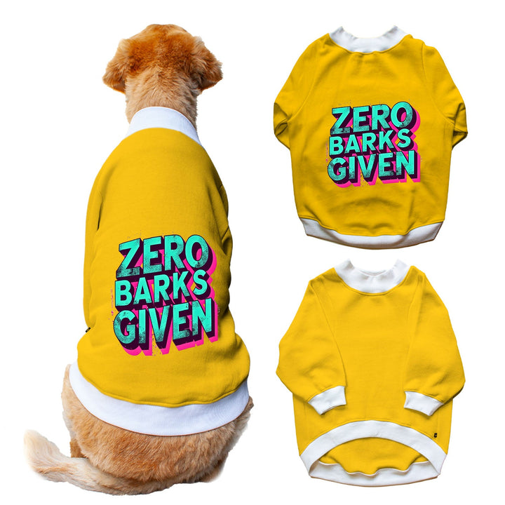Ruse 'Basics' "Zero Barks Given" Printed Crew Neck Full Sleeve Sweatshirt For Dogs