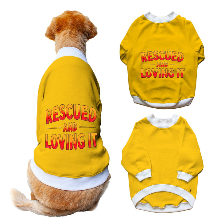 Ruse 'Basics' "Rescued and Loving It" Printed Crew Neck Full Sleeve Sweatshirt For Dogs