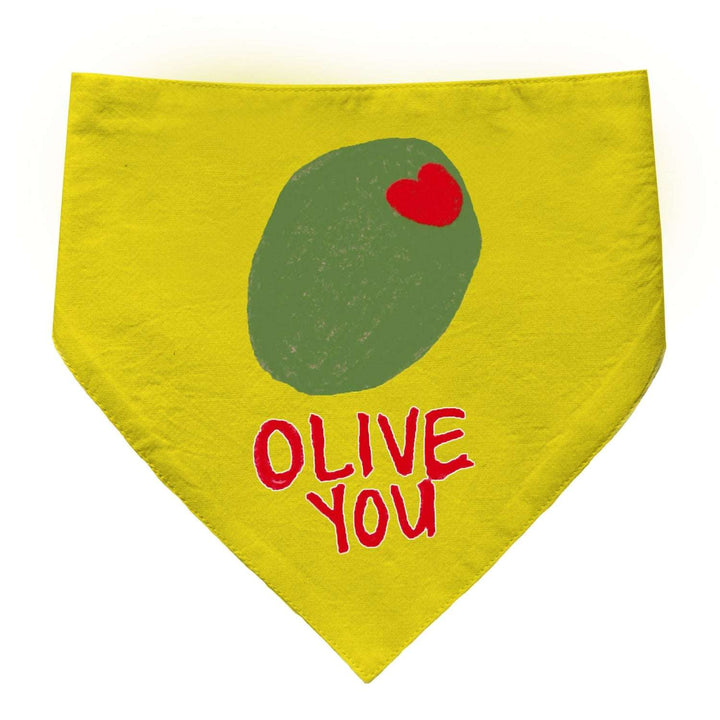 "Olive You" Printed Cat Bandana with Anti Chafing Elastic