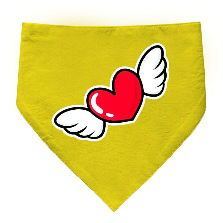 "Flying Heart" Printed Cat Bandana with Anti Chafing Elastic