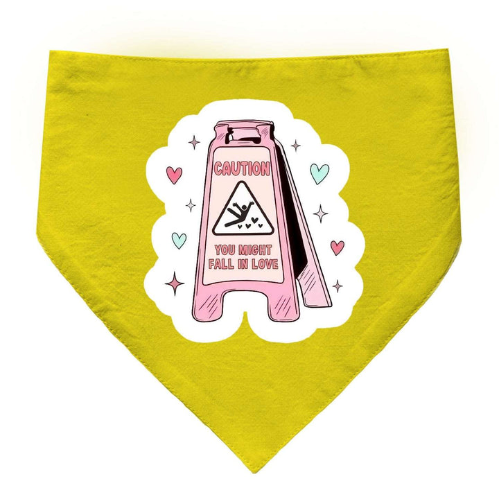 "Caution! You Might Fall in Love" Printed Cat Bandana with Anti Chafing Elastic