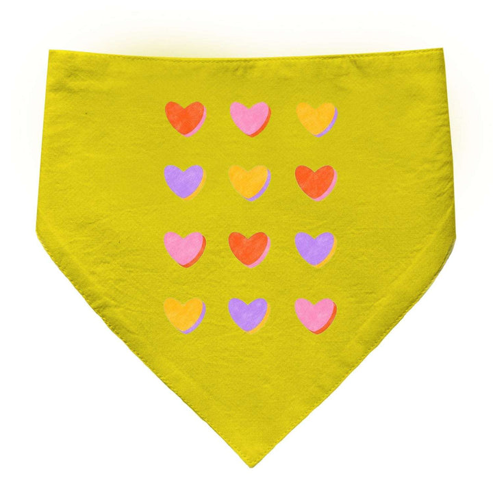 "Hearts Grid" Printed Cat Bandana with Anti Chafing Elastic