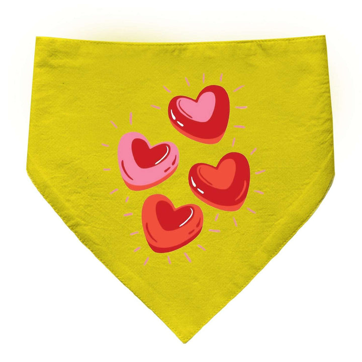 "Glowing Hearts" Printed Cat Bandana with Anti Chafing Elastic