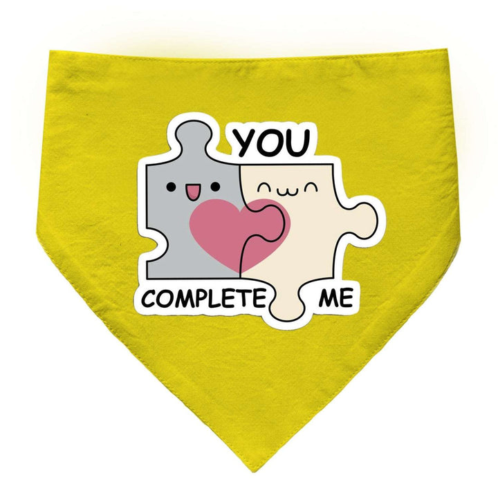 "You Complete Me" Printed Cat Bandana with Anti Chafing Elastic