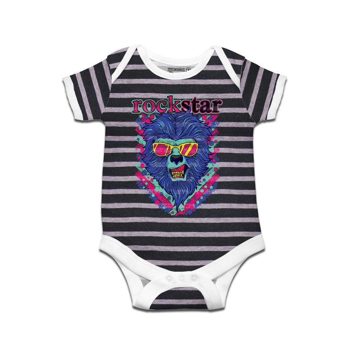Mimic By Ruse Rockstar LionPrinted Striped infant Romper For Baby