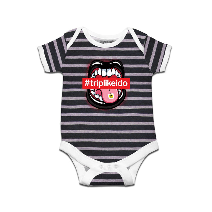 Kidswear By Ruse #triplikeido Printed Striped infant Romper For Baby