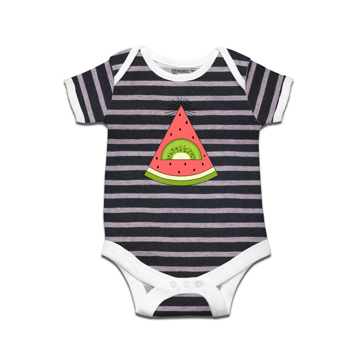 Kidswear By Ruse Watermelon Kiwi Printed Striped infant Romper For Baby