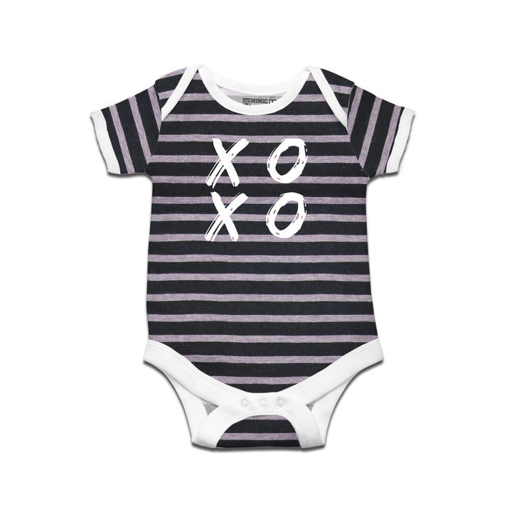 Mimic By Ruse XOXO Printed Striped infant Romper For Baby