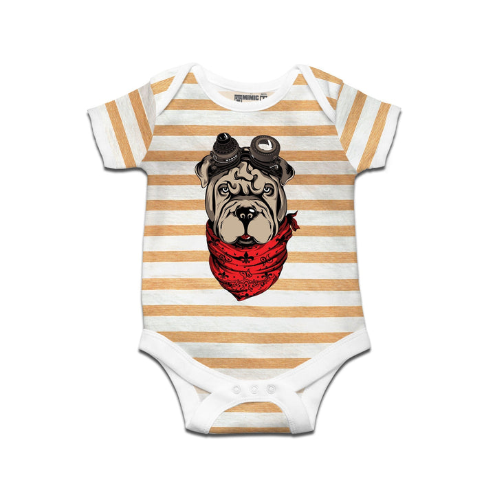 Mimic By Ruse Dogpunk Printed Striped infant Romper For Baby