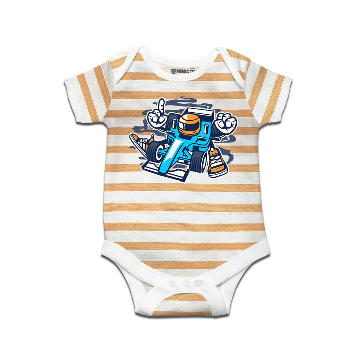 Mimic By Ruse Racer Printed Striped infant Romper For Baby