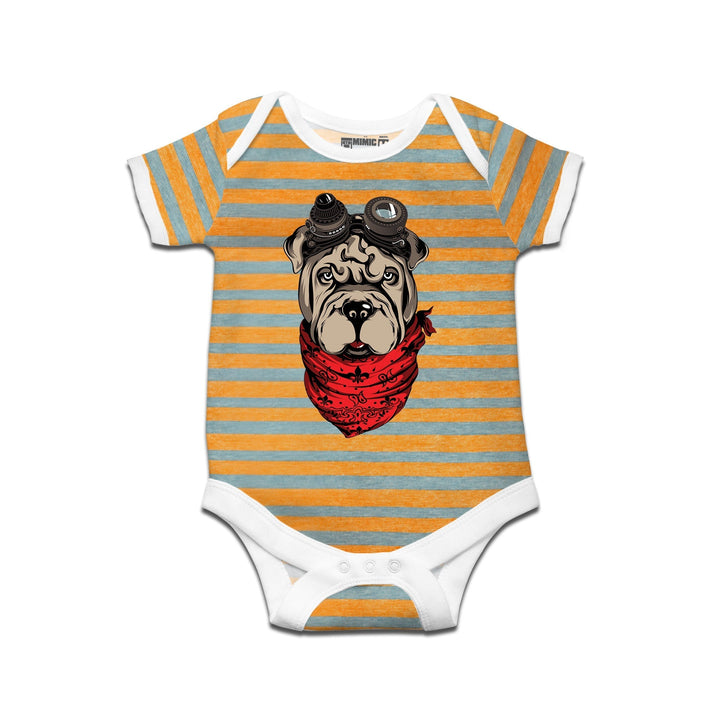 Mimic By Ruse Dogpunk Printed Striped infant Romper For Baby